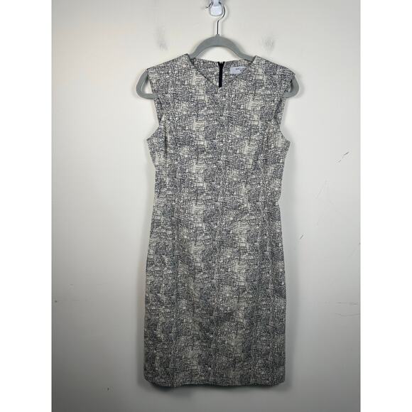 MM Lafleur Sheath Dress Size 6 Black and White Abstract Print Career Wear EUC - Picture 1 of 7